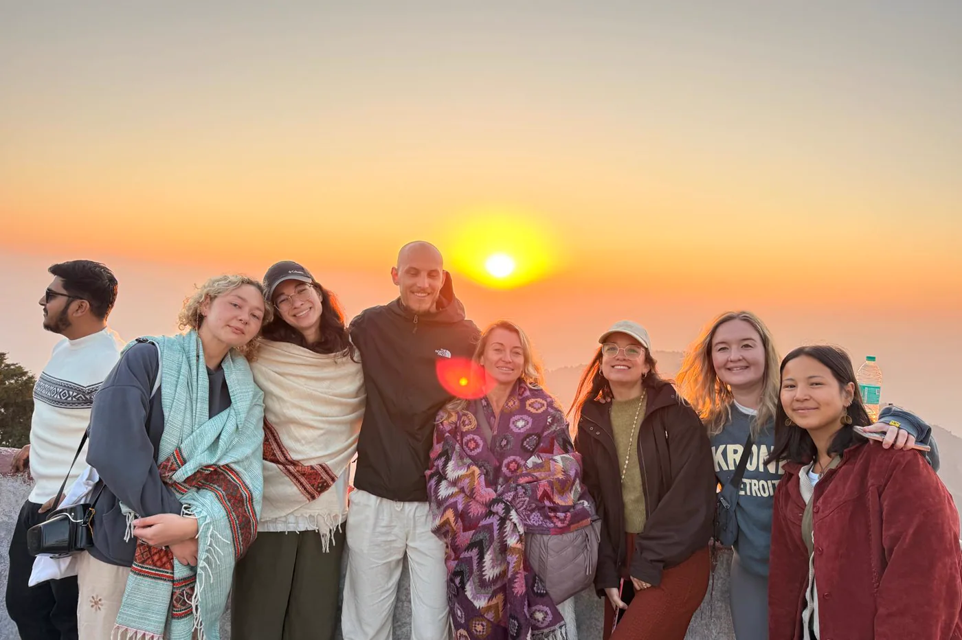 Students on a sunrise trip in the hills